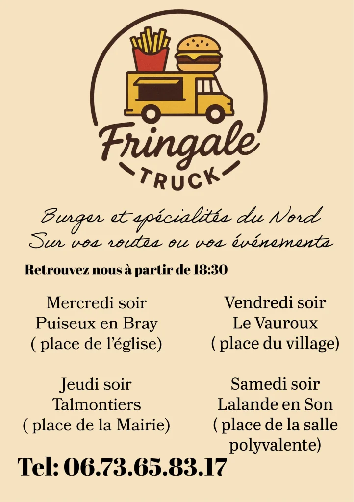 INSTALLATION LE JEUDI SOIR "FRINGALE TRUCK" Place de la mairie à TALMONTIERS